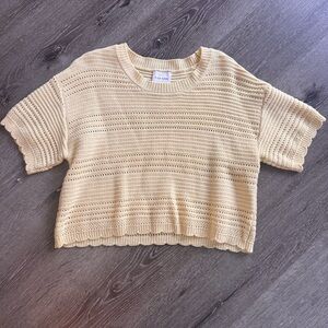 Pink Rose Butter yellow Knit short sleeve Sweater